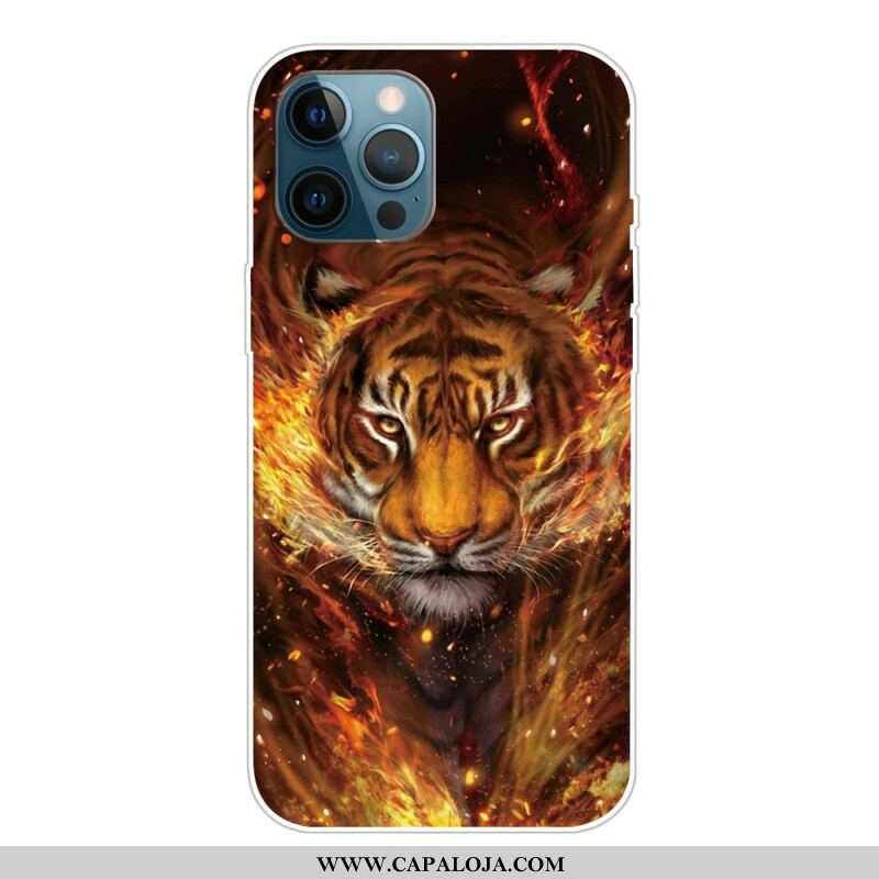 Capa Para iPhone 13 Pro Max Tigre Flexível