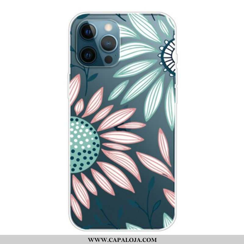 Capa Para iPhone 13 Pro Max Uma Flor Transparente