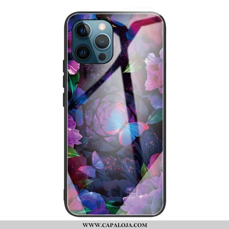 Capa Para iPhone 13 Pro Max Variação De Borboletas De Vidro Temperado