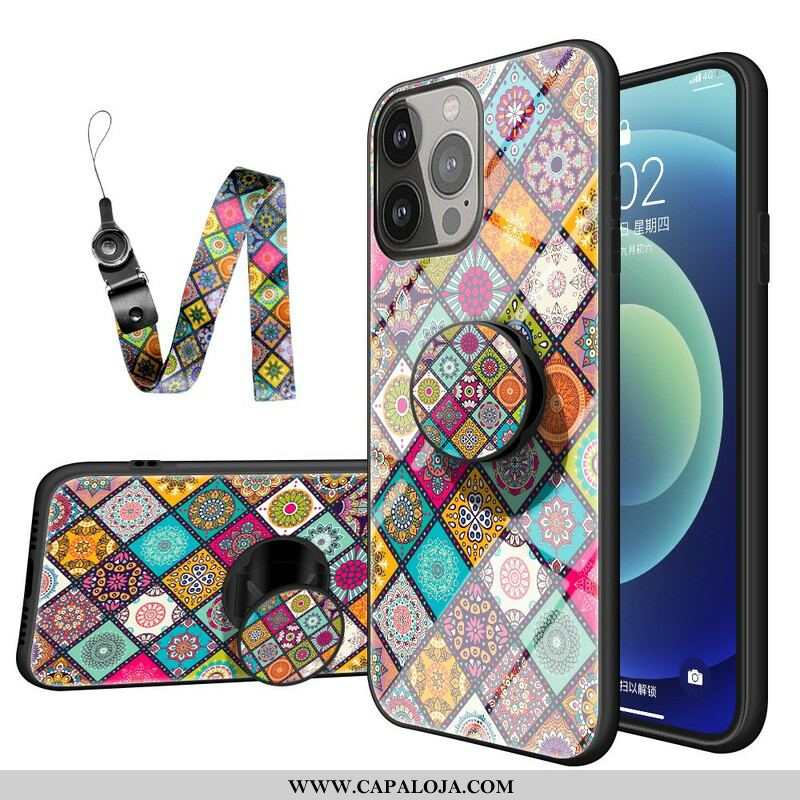 Capa Para iPhone 13 Pro Suporte Magnético Patchwork