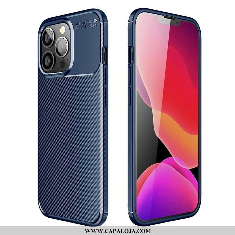 Capa Para iPhone 13 Pro Textura Flexível De Fibra De Carbono