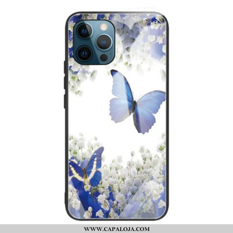 Capa Para iPhone 13 Pro Vidro Temperado Com Design De Borboletas