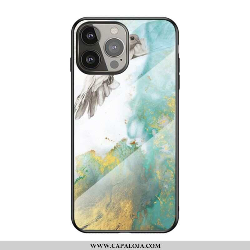 Capa Para iPhone 13 Pro Vidro Temperado De Cores De Mármore