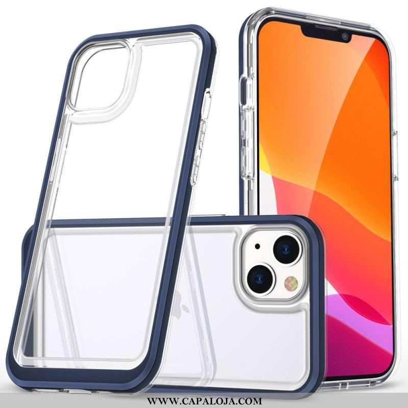 Capa Para iPhone 14 Bordas Coloridas De Cristal