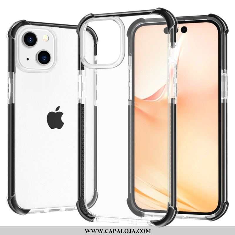 Capa Para iPhone 14 Bordas Coloridas Transparentes