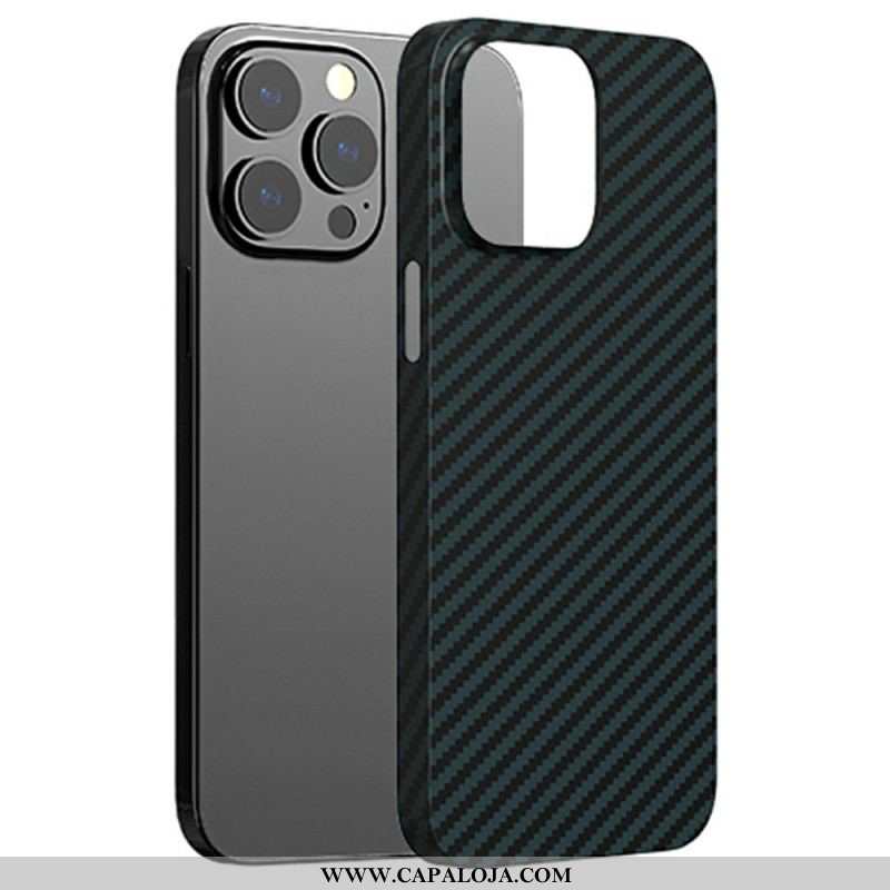 Capa Para iPhone 14 Clássico Fibra De Carbono