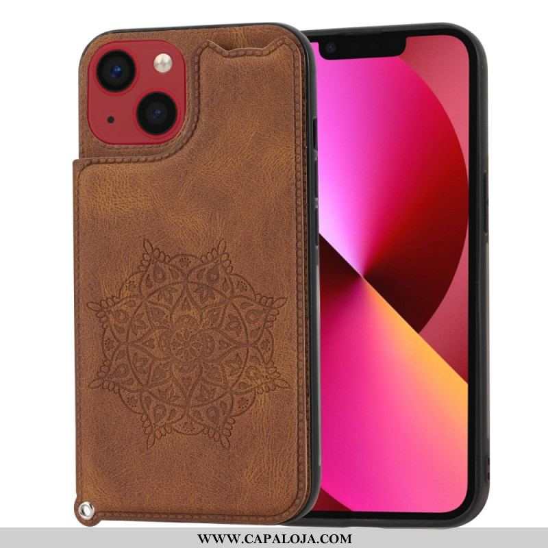 Capa Para iPhone 14 De Cordão Titular De Cartão De Alça De Mandala