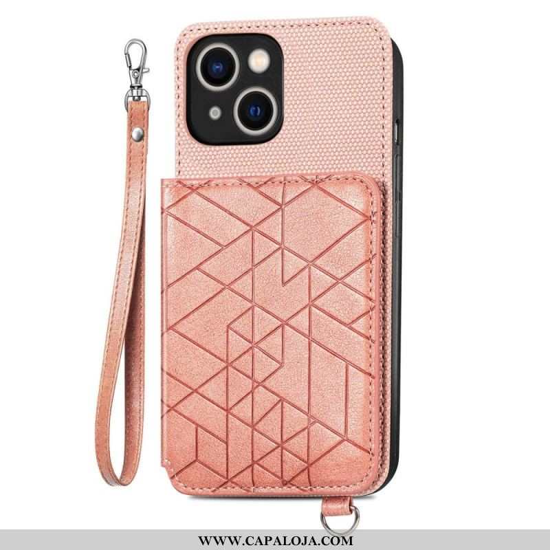 Capa Para iPhone 14 Plus Bolsa Porta-cartões De Couro Sintético