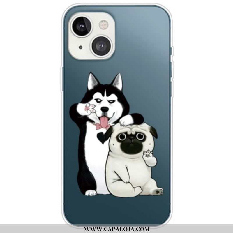 Capa Para iPhone 14 Plus Cachorros Divertidos