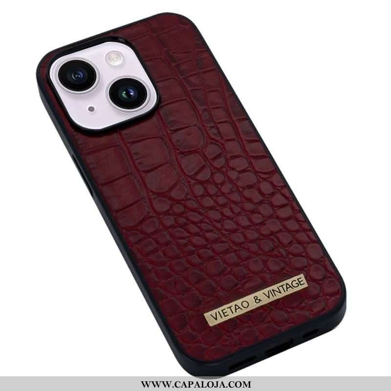 Capa Para iPhone 14 Plus Efeito Pele De Crocodilo Vietao