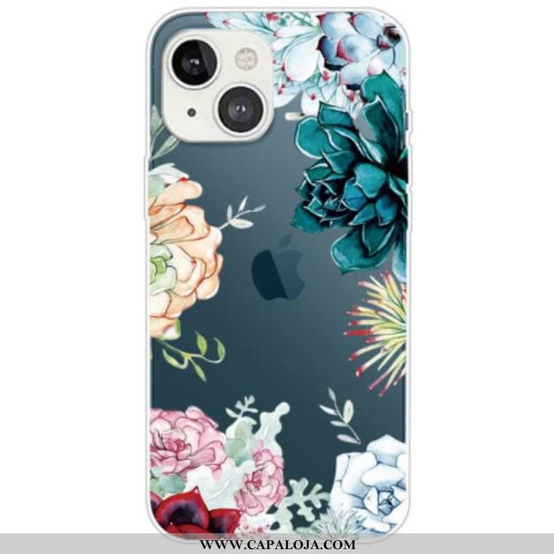 Capa Para iPhone 14 Plus Flores Em Aquarela