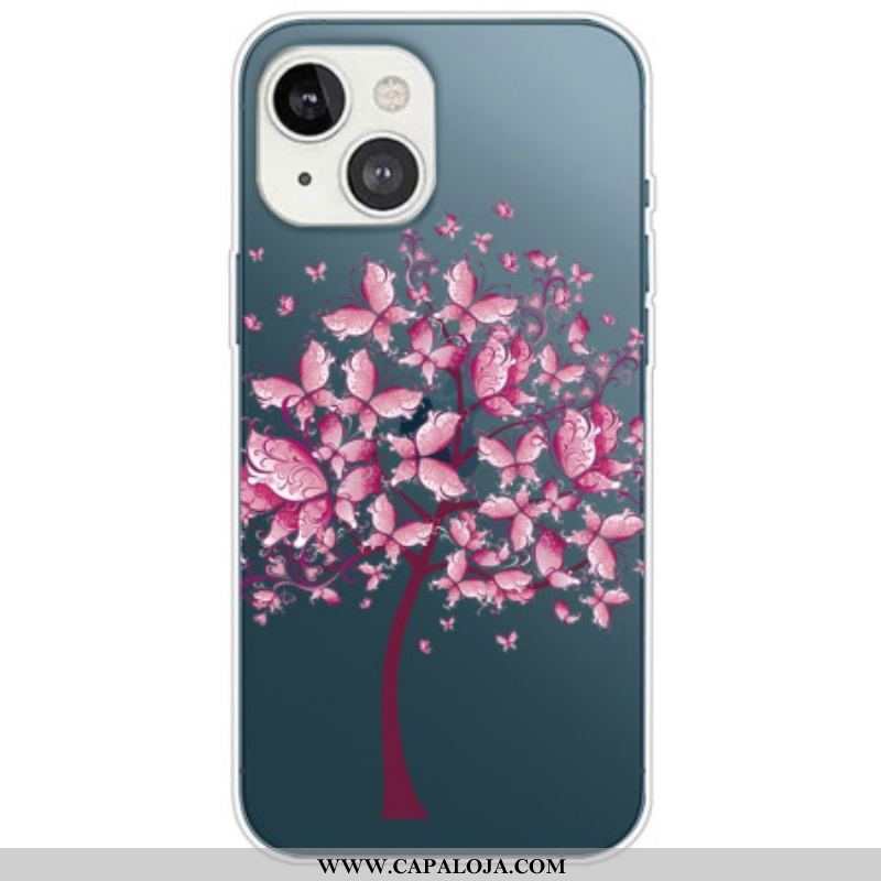 Capa Para iPhone 14 Plus Árvore Borboleta Transparente