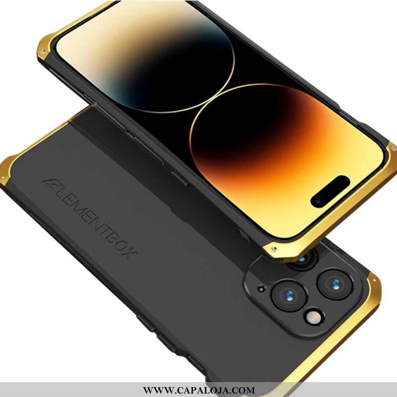 Capa Para iPhone 14 Pro Armação De Metal Em Dois Tons