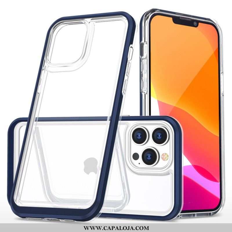 Capa Para iPhone 14 Pro Bordas Coloridas De Cristal