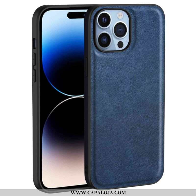 Capa Para iPhone 14 Pro Couro Sintético Retrô