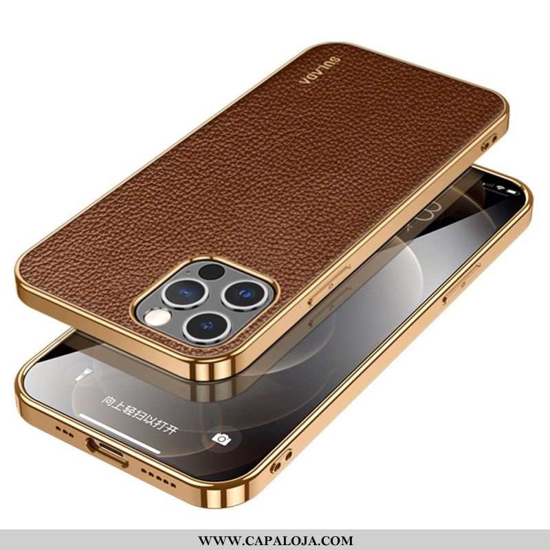 Capa Para iPhone 14 Pro Estilo Couro Sulada