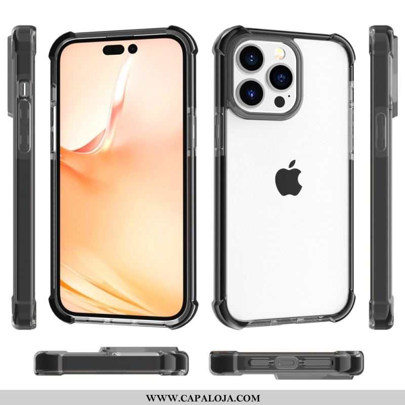 Capa Para iPhone 14 Pro Max Bordas Coloridas Transparentes