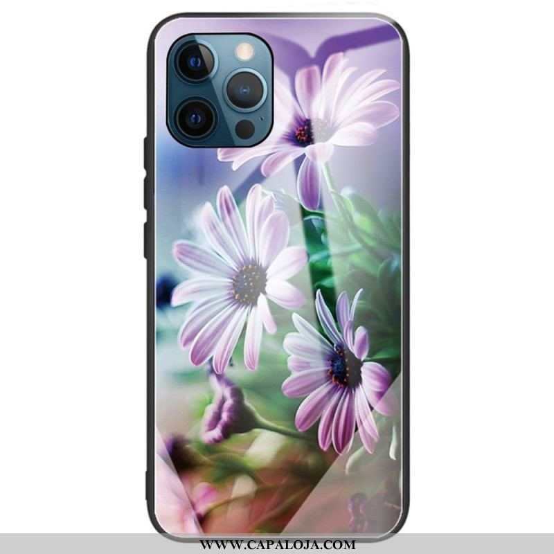 Capa Para iPhone 14 Pro Max Flores De Vidro Temperado