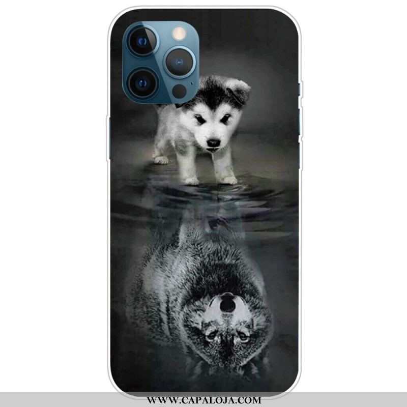 Capa Para iPhone 14 Pro Max Lobo Declinação