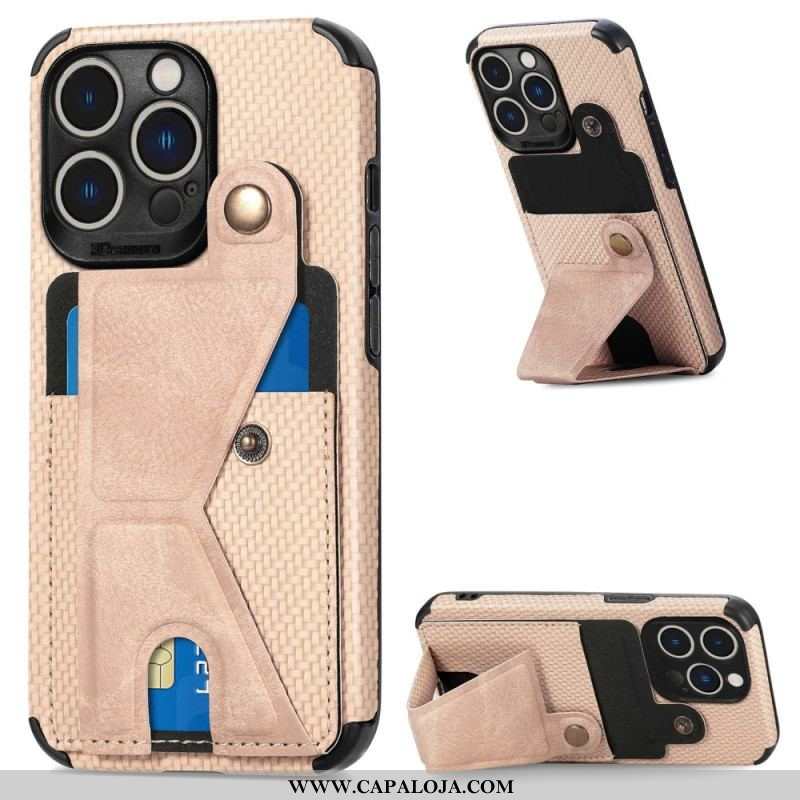 Capa Para iPhone 14 Pro Suporte Para Cartão De Fibra De Carbono