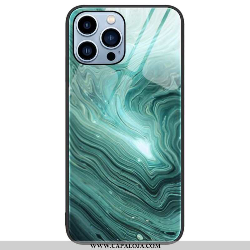 Capa Para iPhone 14 Pro Vidro Temperado De Cores De Mármore