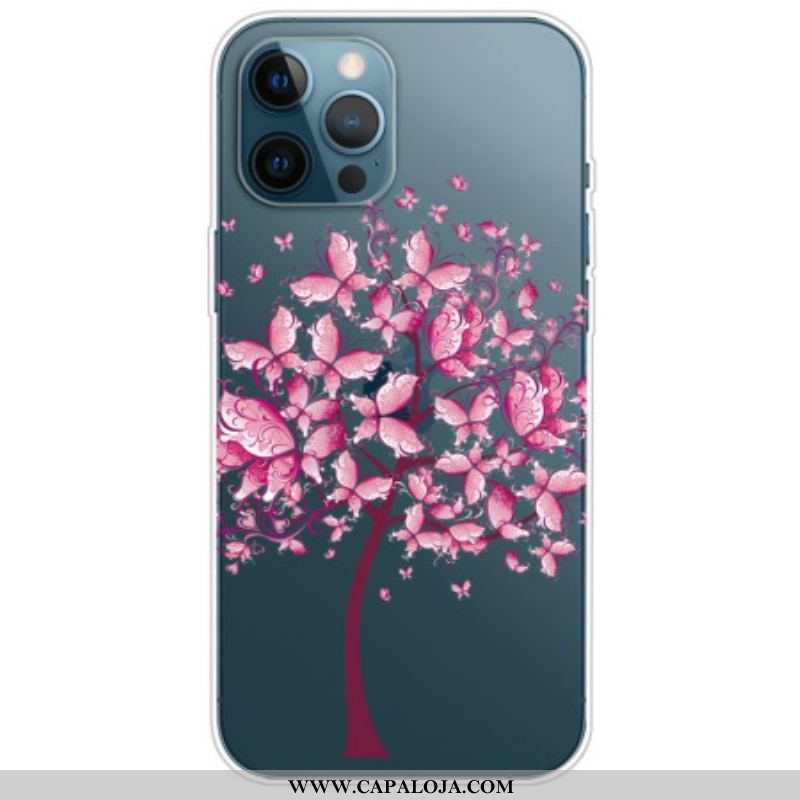 Capa Para iPhone 14 Pro Árvore Rosa