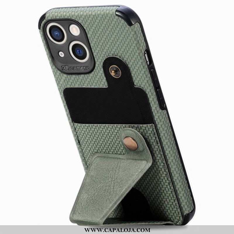 Capa Para iPhone 14 Suporte Para Cartão De Fibra De Carbono