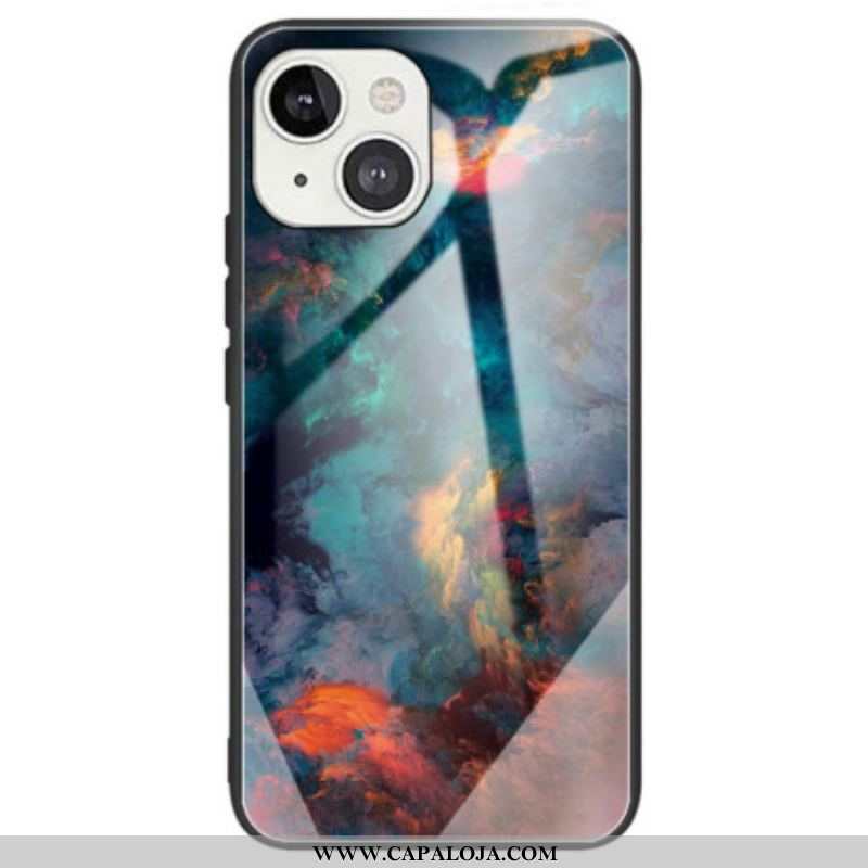 Capa Para iPhone 14 Vidro Temperado Com Padrão Aquarela