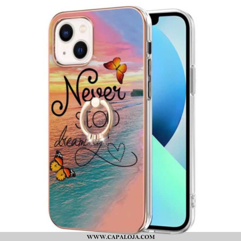 Capa Para iPhone 15 Plus Anel De Apoio Nunca Pare De Sonhar