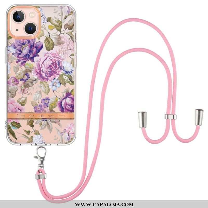 Capa Para iPhone 15 Plus De celular Cordão De Flores