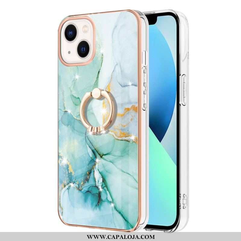 Capa Para iPhone 15 Plus Estilo Mármore Com Anel De Suporte