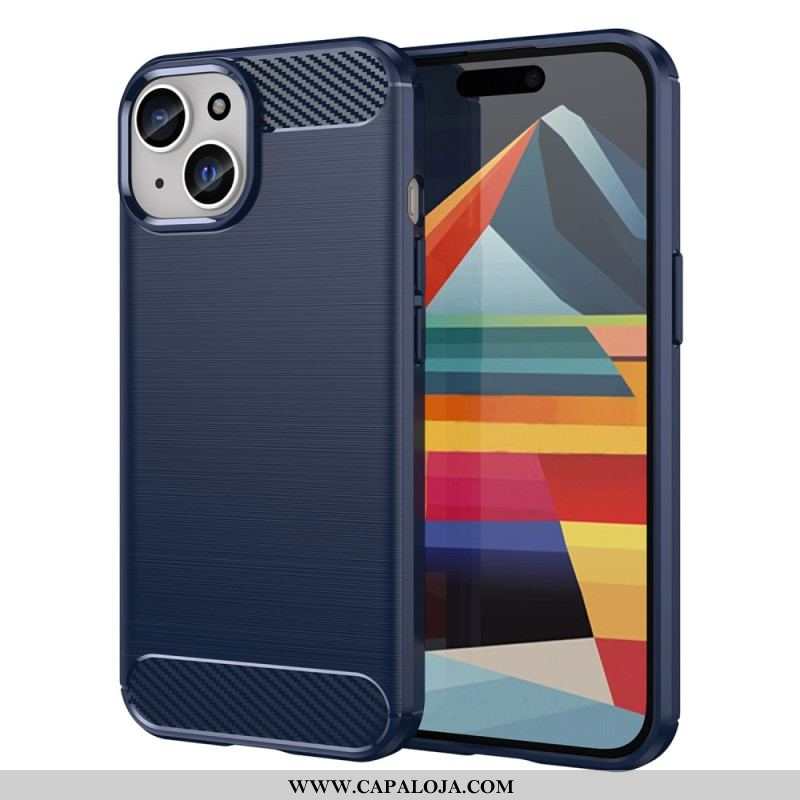 Capa Para iPhone 15 Plus Fibra De Carbono Escovada