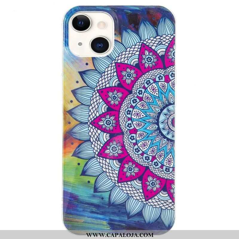 Capa Para iPhone 15 Plus Mandala Fluorescente