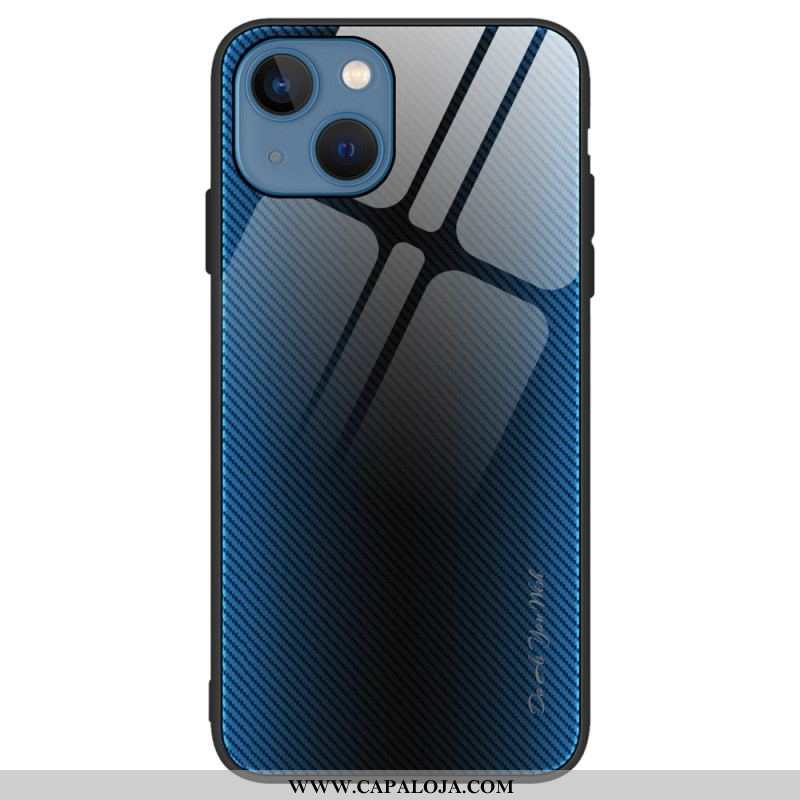 Capa Para iPhone 15 Plus Vidro Temperado De Fibra De Carbono