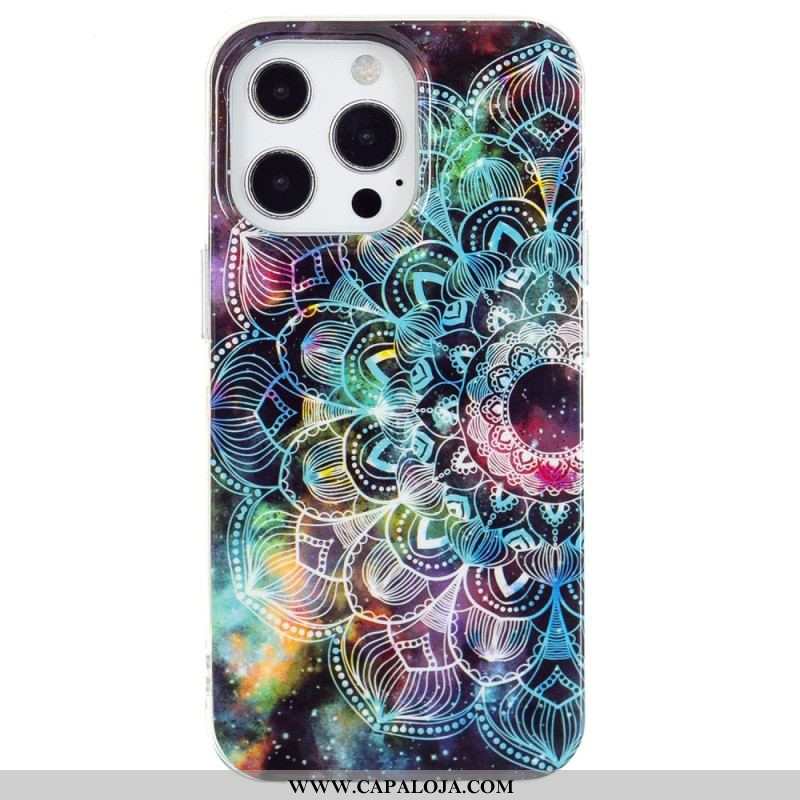 Capa Para iPhone 15 Pro Mandala Fluorescente