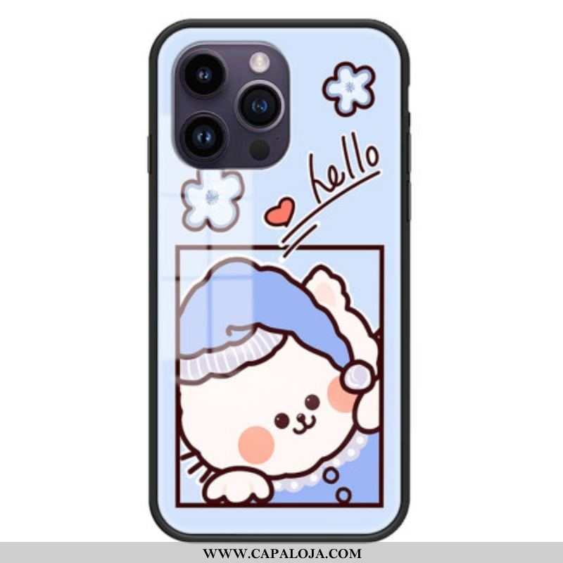 Capa Para iPhone 15 Pro Max Vidro Temperado Gato Azul