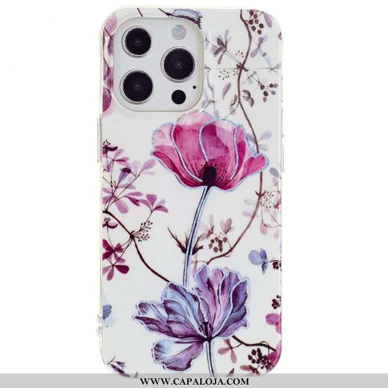 Capa Para iPhone 15 Pro Mármore Floral