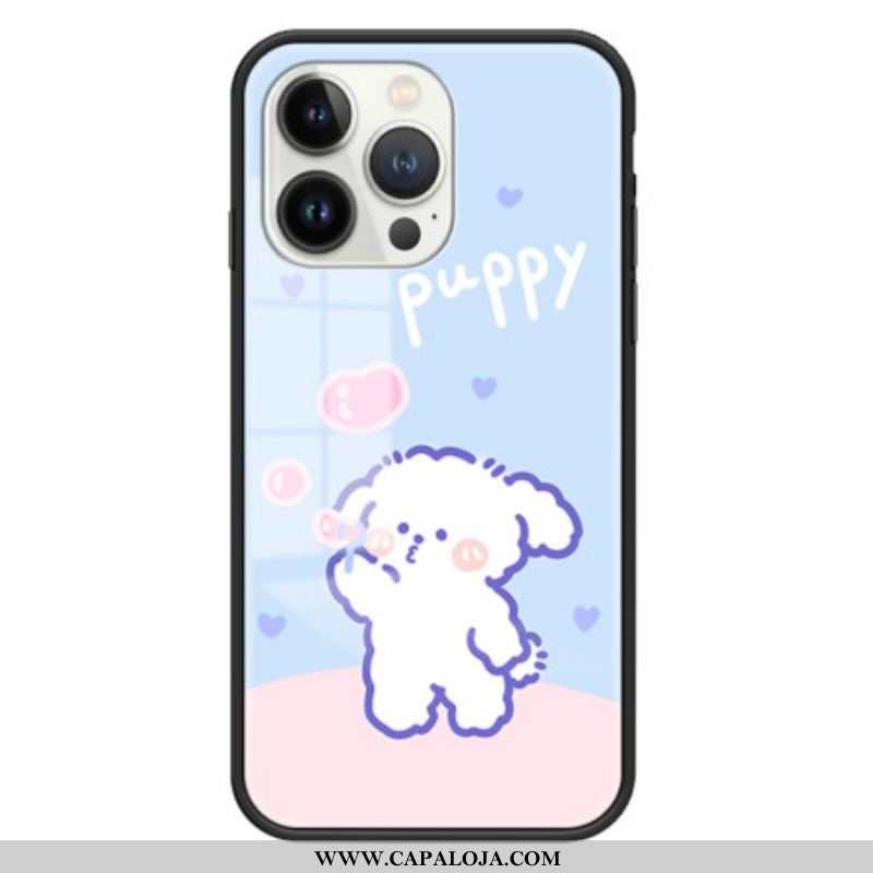 Capa Para iPhone 15 Pro Vidro Temperado Bubble Dog